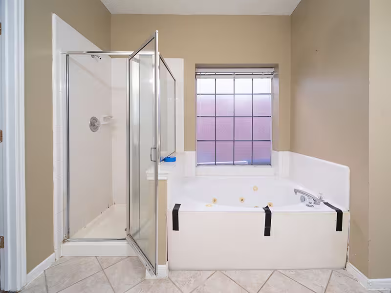 Before remodel – large shower pre-upgrade